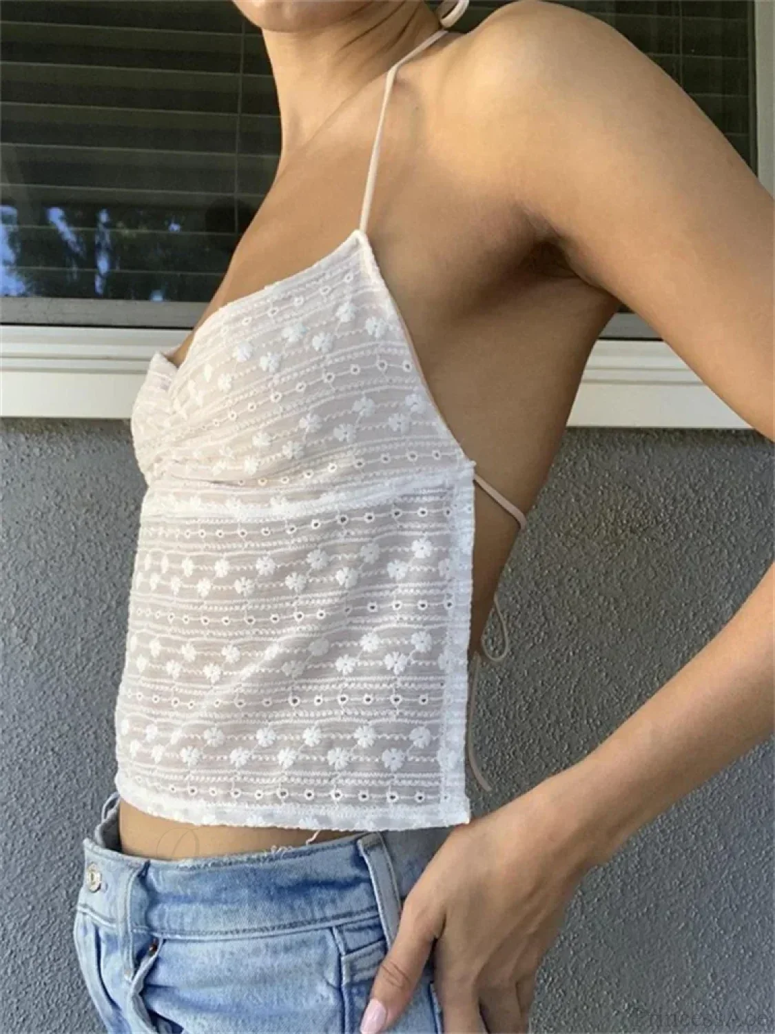 Floral Halter Backless Y2K Fairycore Crop Tank Top - Image 4