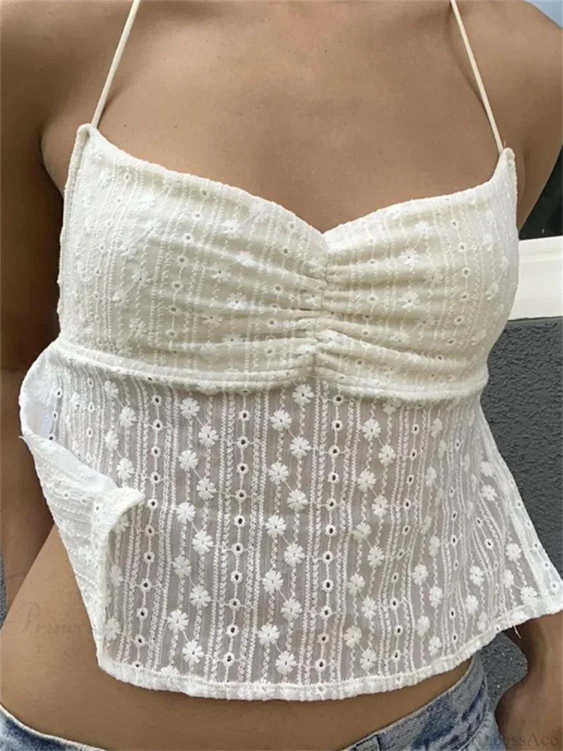 Floral Halter Backless Y2K Fairycore Crop Tank Top - Image 5