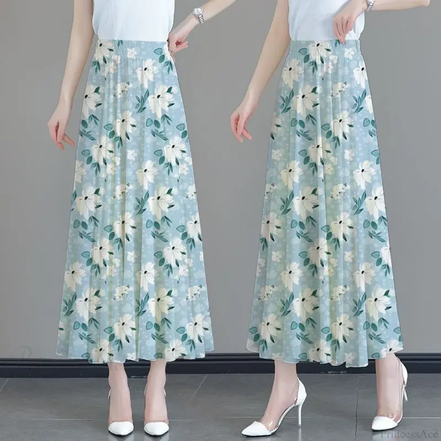 Floral High Waist Patchwork Chiffon Beach Skirt - Image 2