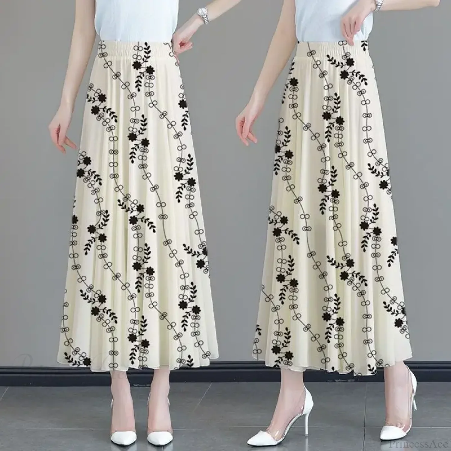 Floral High Waist Patchwork Chiffon Beach Skirt - Image 3