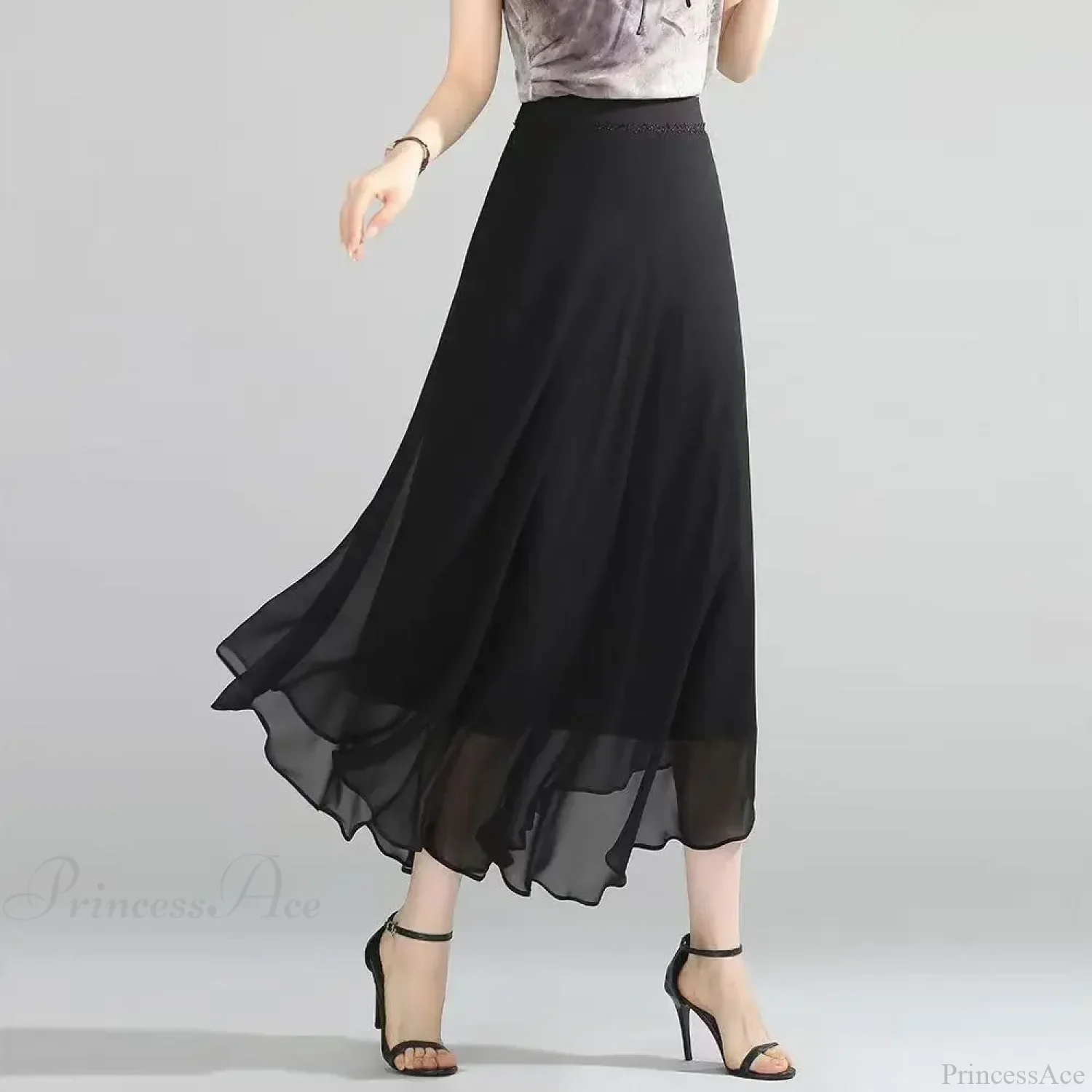 Floral High Waist Patchwork Chiffon Beach Skirt - Image 4