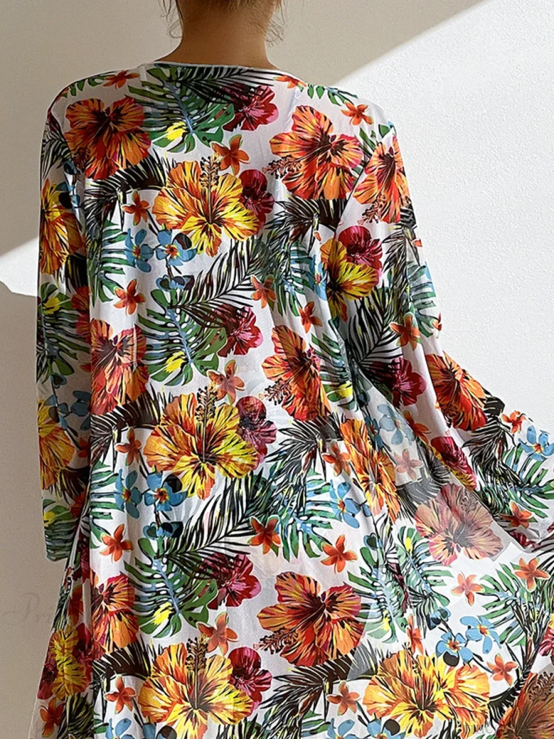 Floral Knot Front Long Sleeve Two Piece Set - Image 2