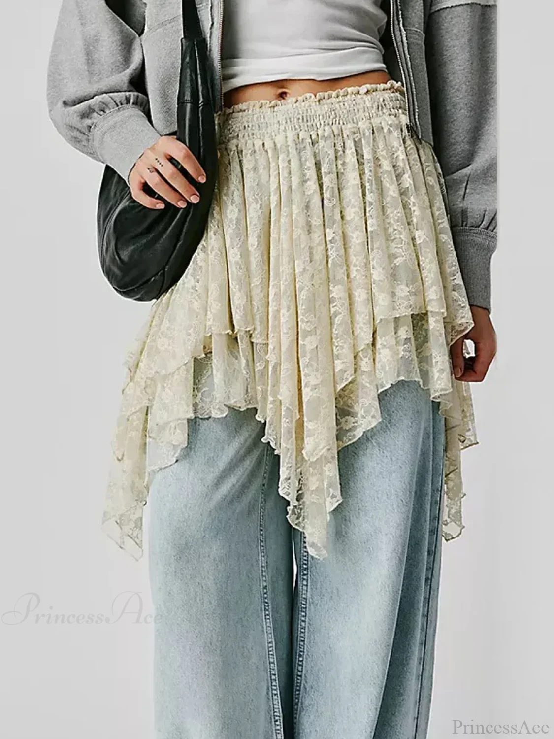 Floral Lace Irregular Hem Skirt - Image 2