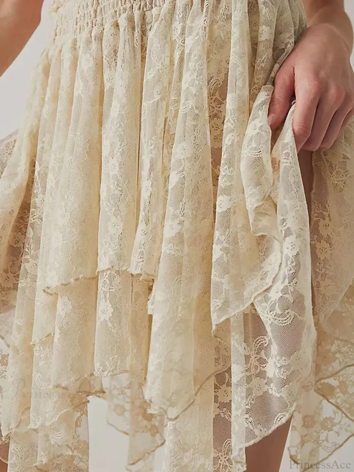 Floral Lace Irregular Hem Skirt - Image 3