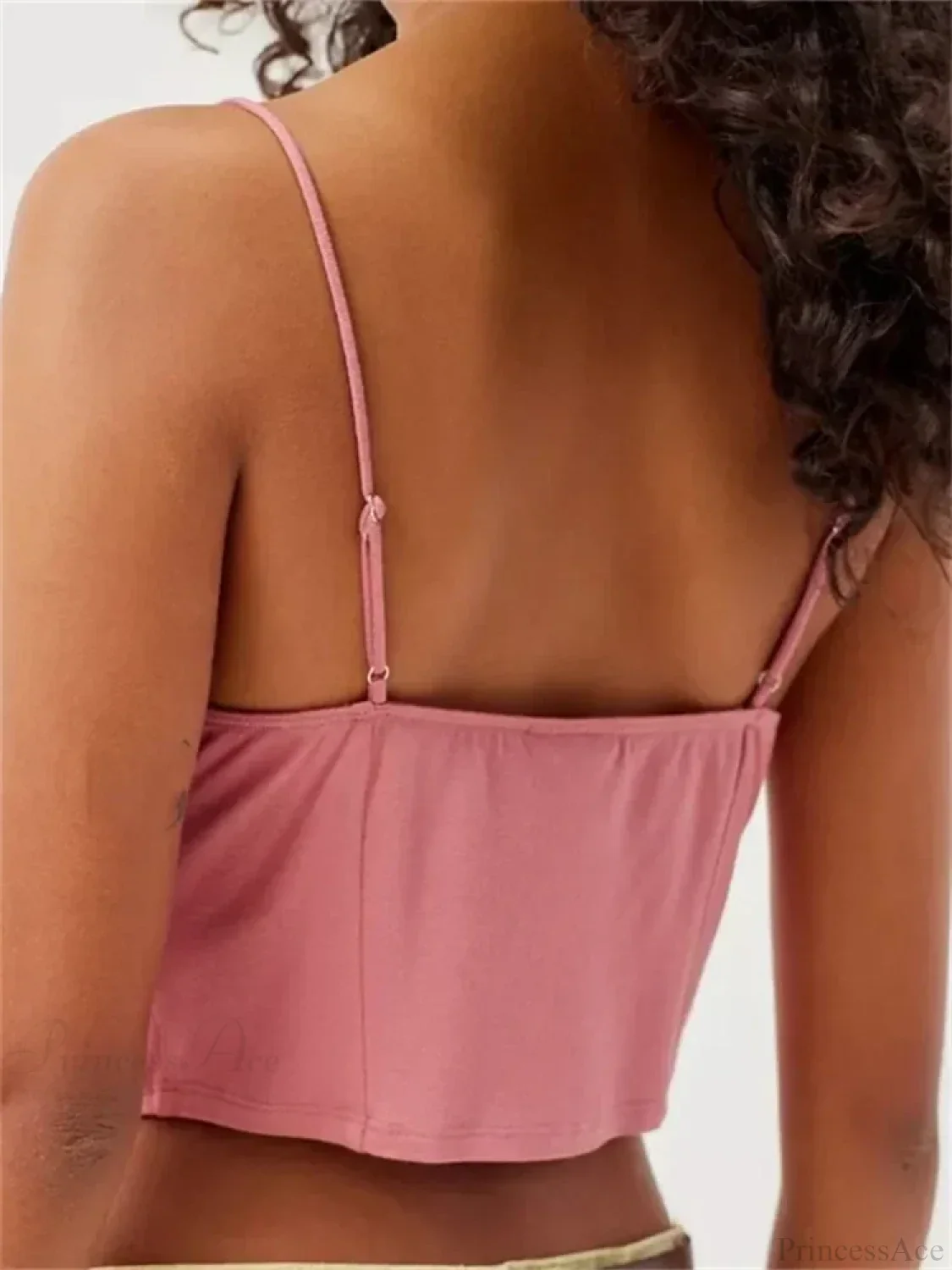 Floral Lace Trim Ruffle Split Strap Crop Top - Image 4