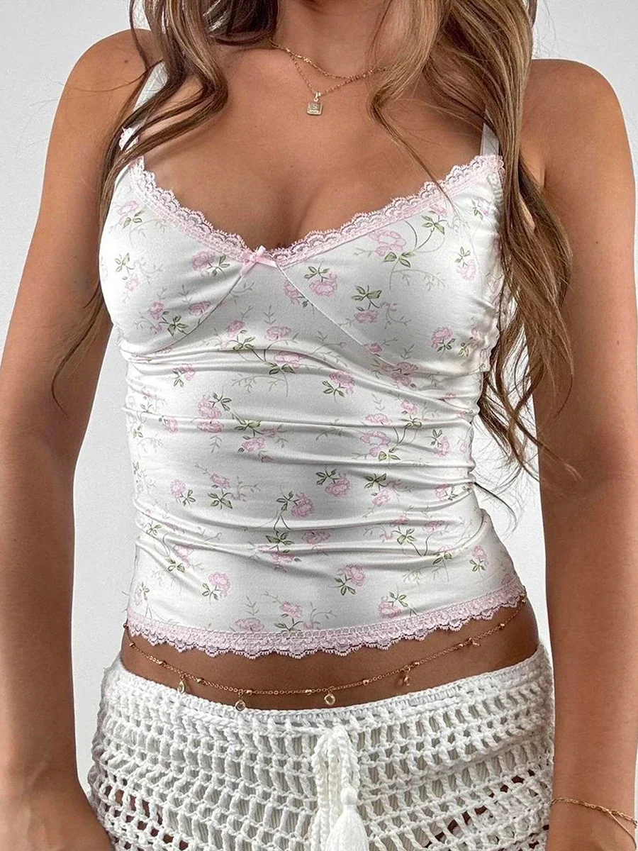 Floral Lace V-Neck Crop Top - Image 6
