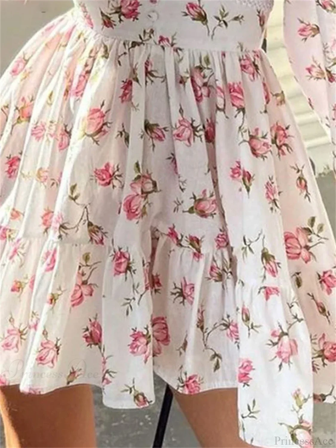 Floral Lantern-Sleeve Mini Dress - Image 4