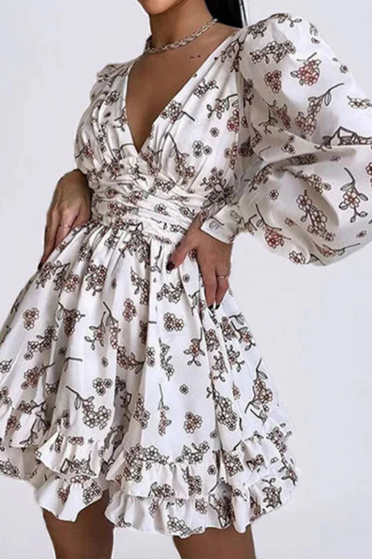 Floral Long Sleeve Party Dress - Image 3