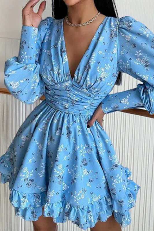 Floral Long Sleeve Party Dress - Image 4
