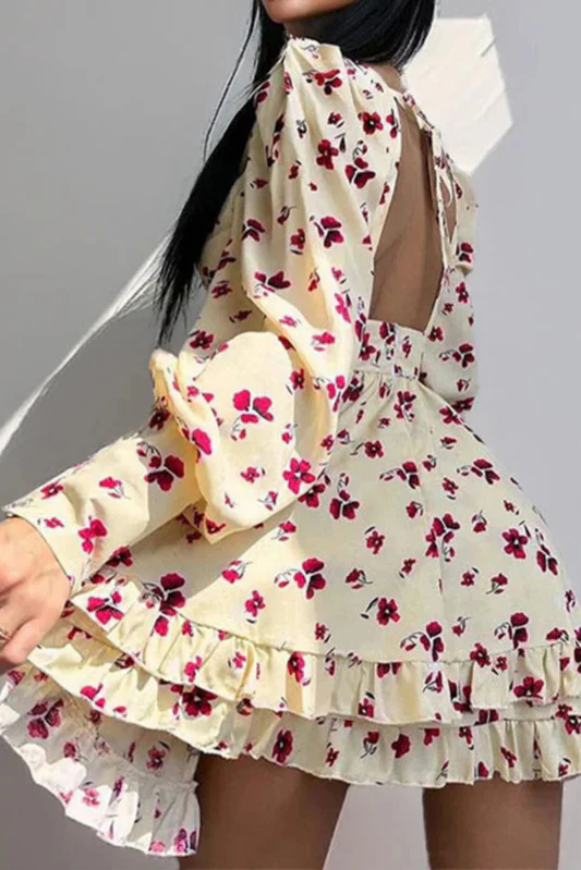 Floral Long Sleeve Party Dress - Image 5