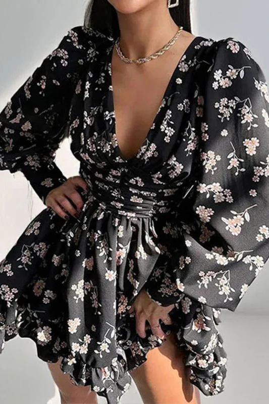 Floral Long Sleeve Party Dress - Image 7