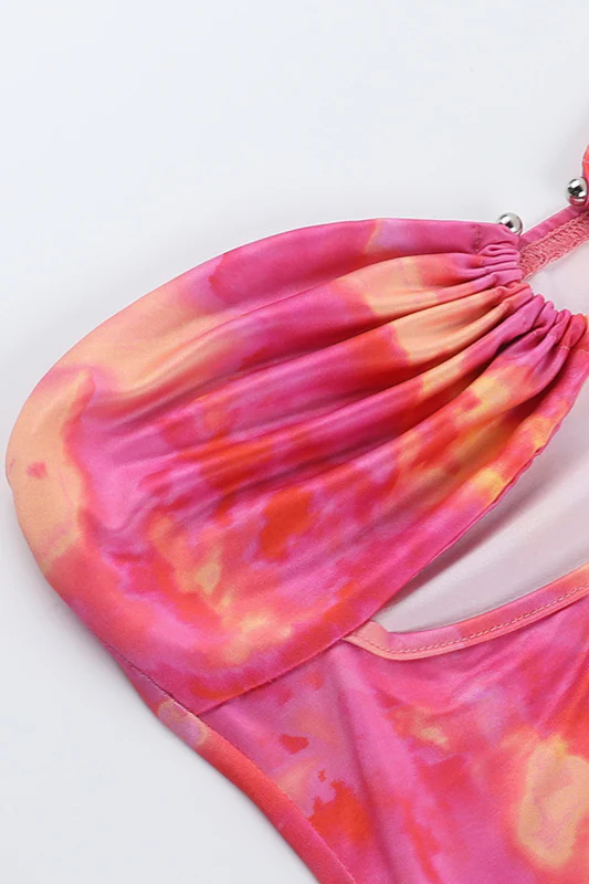 Floral Metal Ring Cutout Cami Party Dress - Image 9