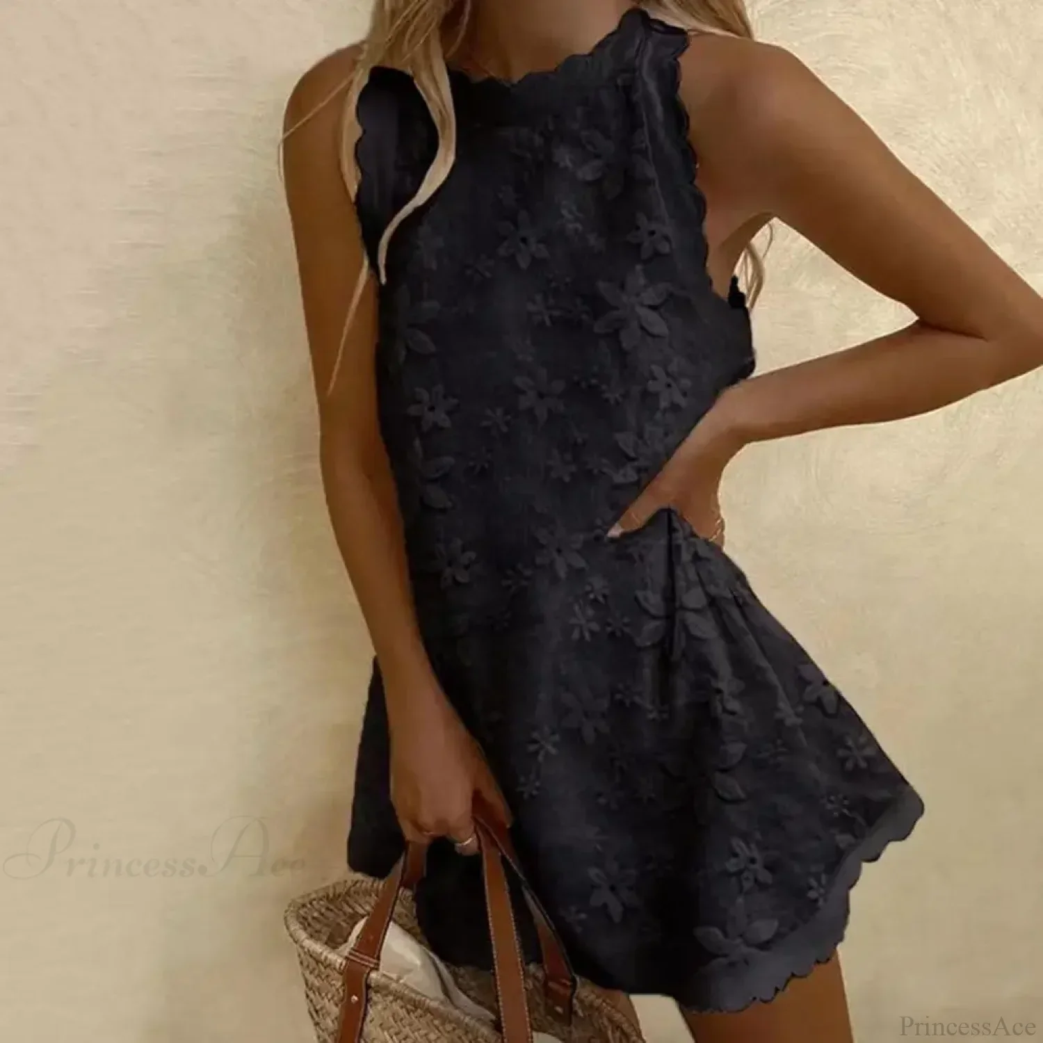 Floral Off-Shoulder Embroidery Loose Hem Floral Dress - Image 4