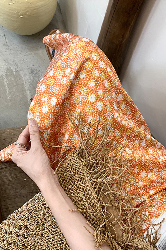 Floral Orange A Line Midi Skirt - Image 4