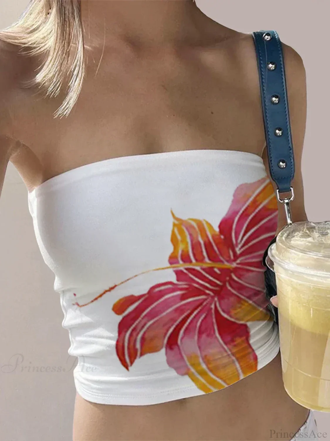 Floral Print Backless Strapless Cropped Bandeau Top - Image 6