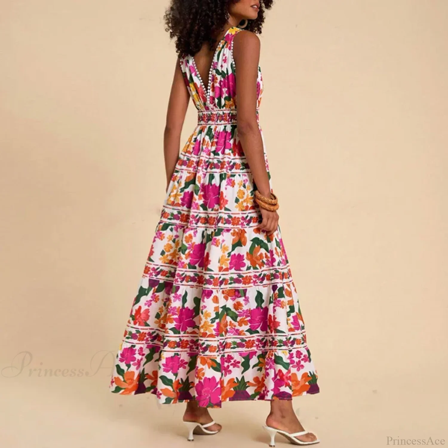 Floral Print High Waist Bohemian Beach Dress - Image 6