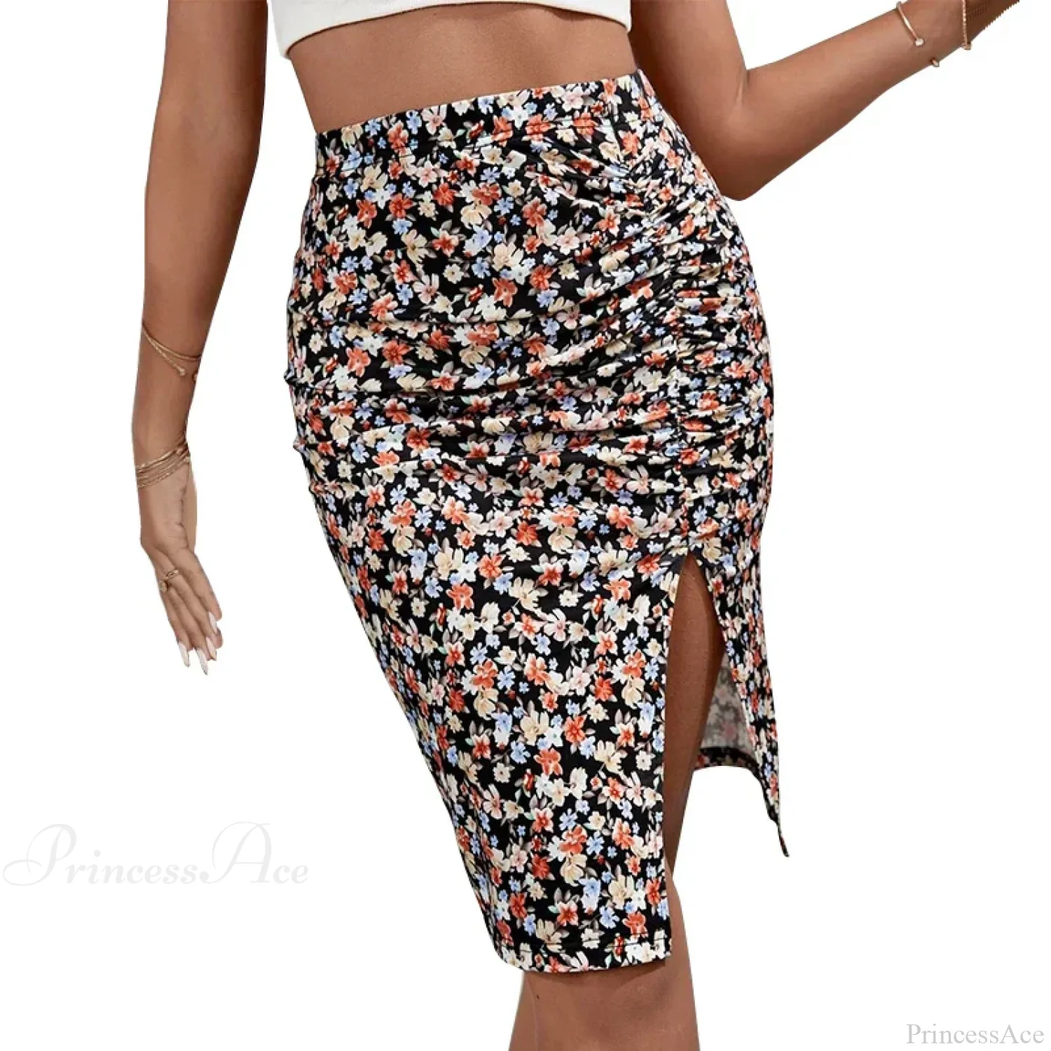 Floral Print High Waist Slim Fit Elegant Summer Skirt - Image 6