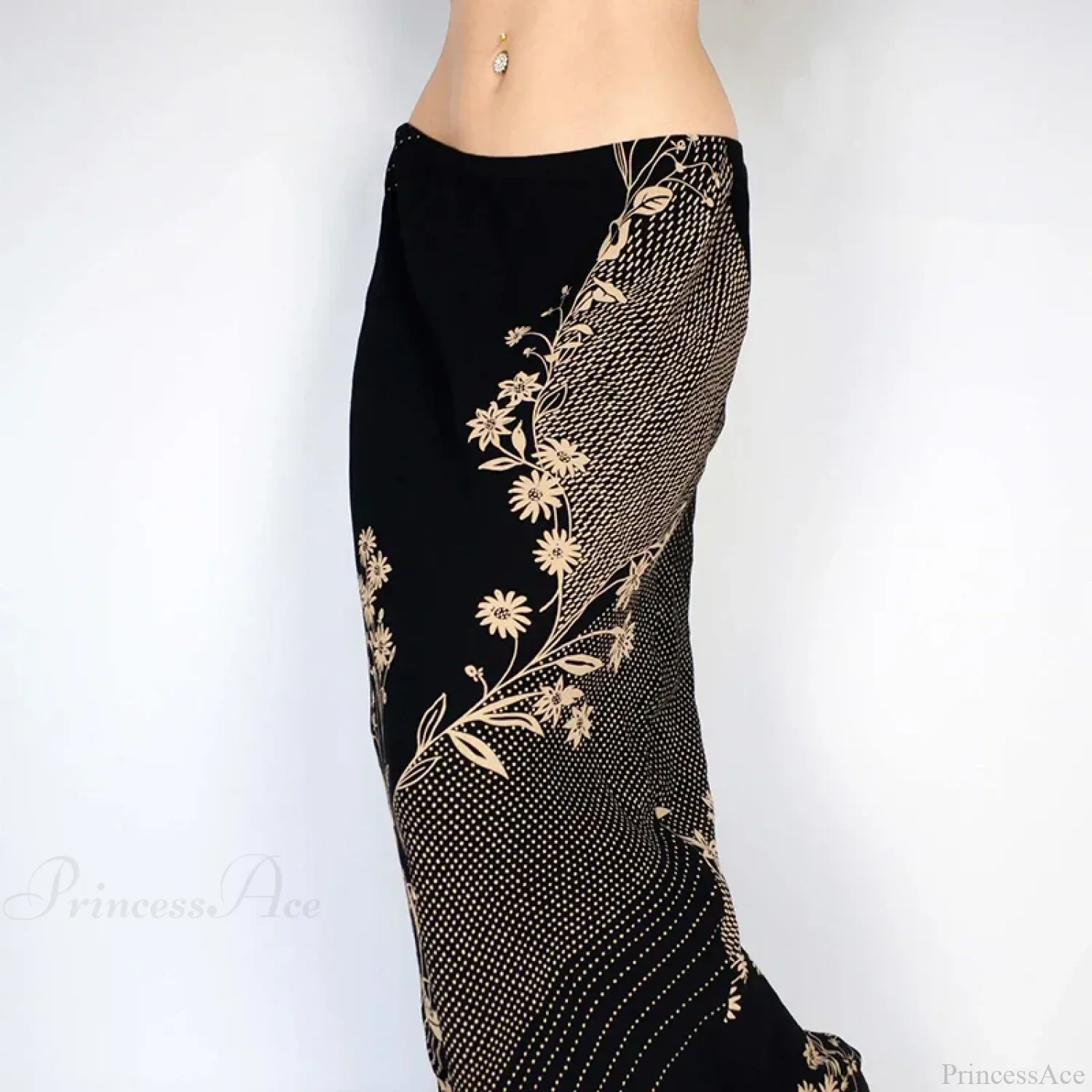 Floral Print Long Retro Low Rise Straight Midi Skirt - Image 2