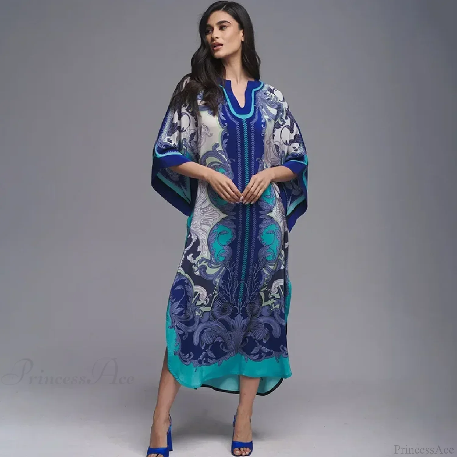 Floral Print Loose Kimono Boho Beach Cover up - Image 3
