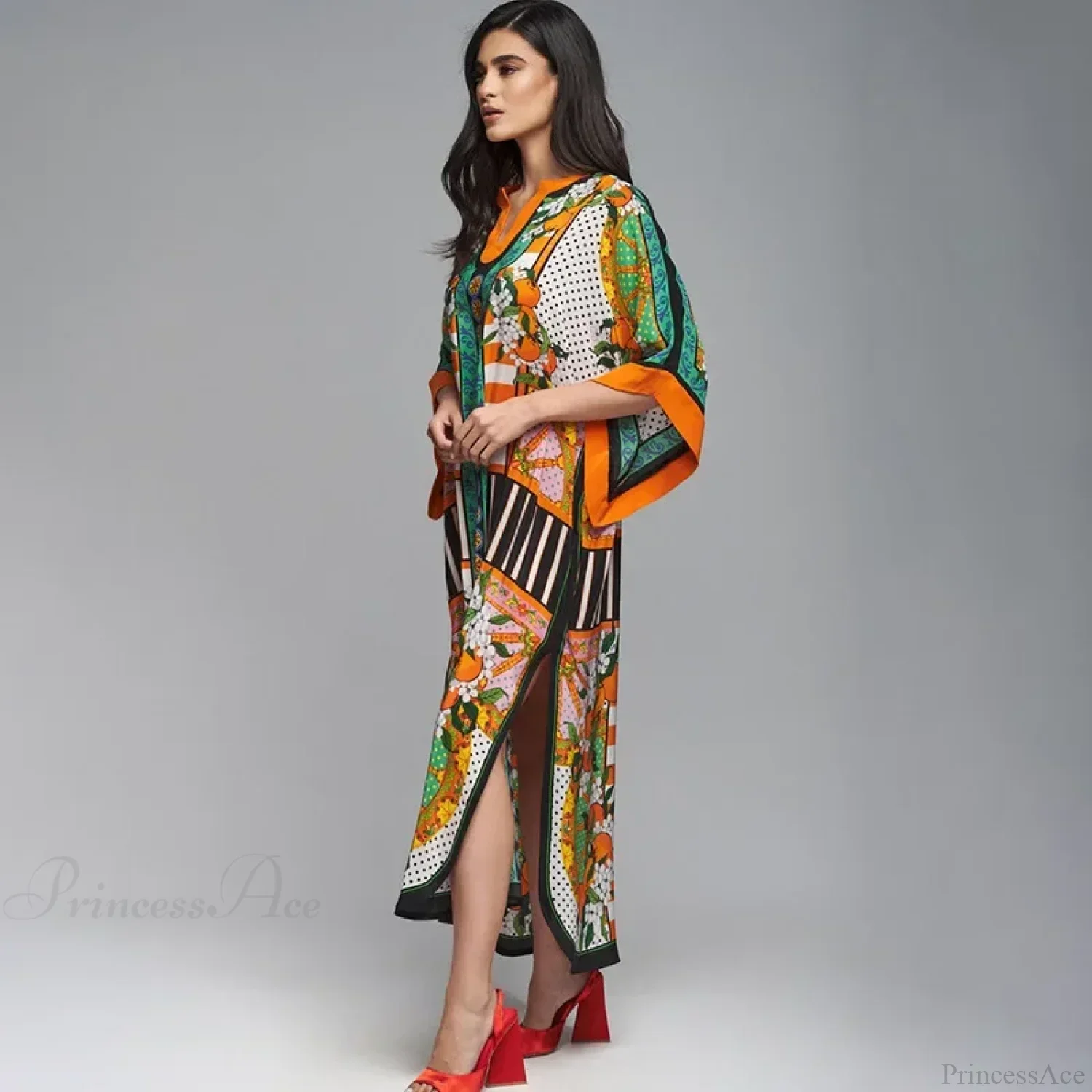 Floral Print Loose Kimono Boho Beach Cover up - Image 6