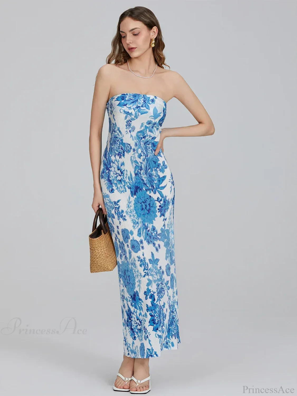 Floral Print Off-Shoulder Bandeau Pleated Tube Top Backless Party Dress - Image 8