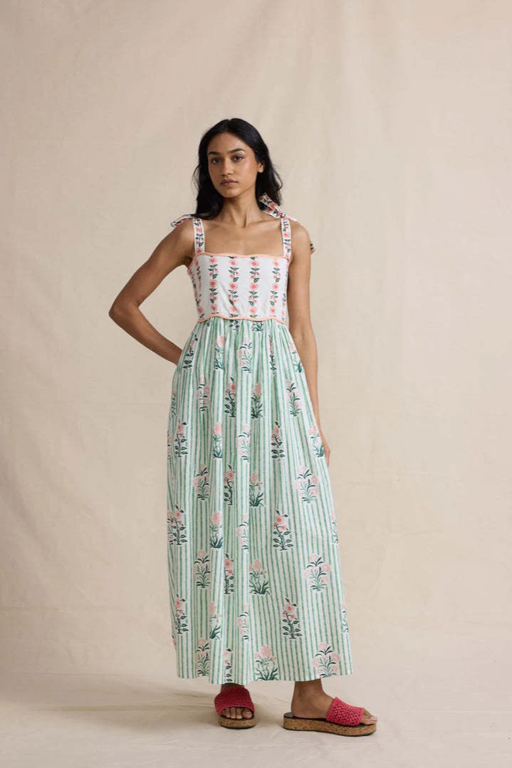 Floral Print Ruched Maxi Boho Dress - Image 2
