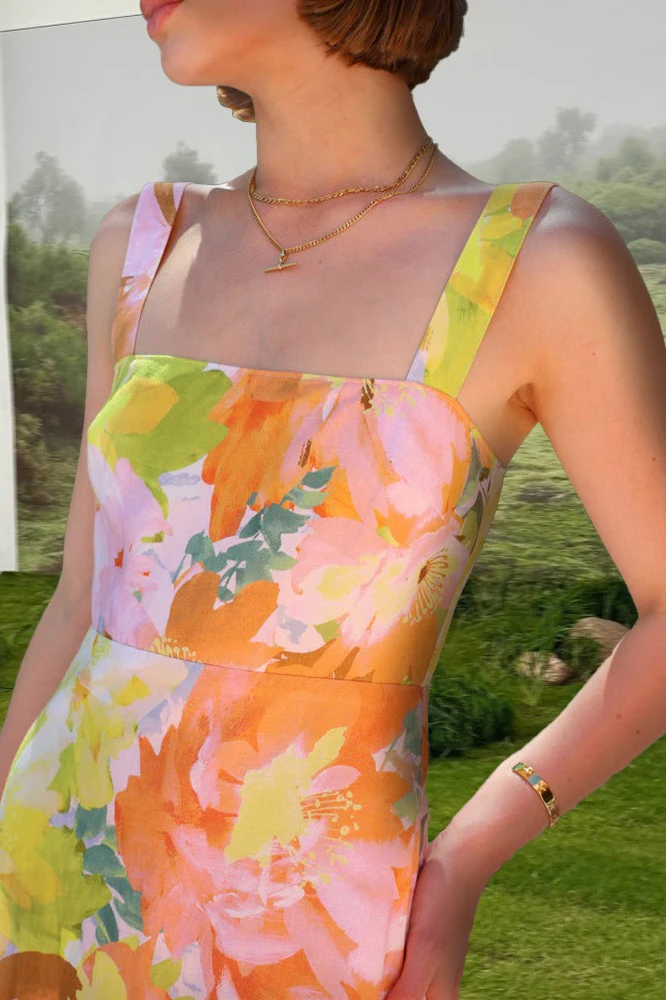 Floral Print Sleeveless Holiday Flowy Maxi Dress - Image 4