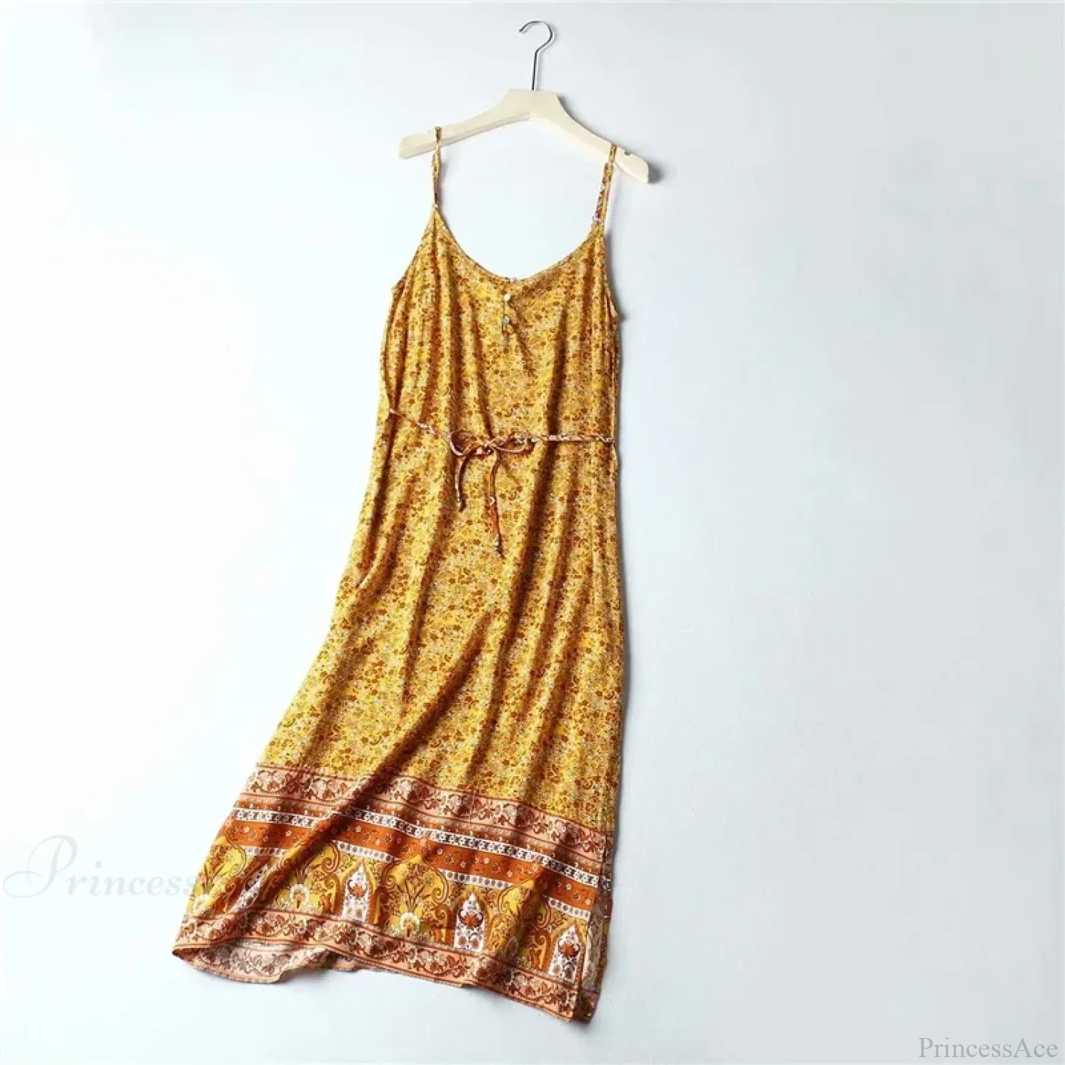 Floral Print Sleeveless Strap Rayon Cotton Midi Boho Dress - Image 2