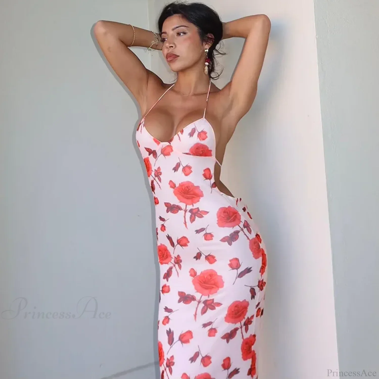 Floral Print Slim Maxi Vacation Dress - Image 3