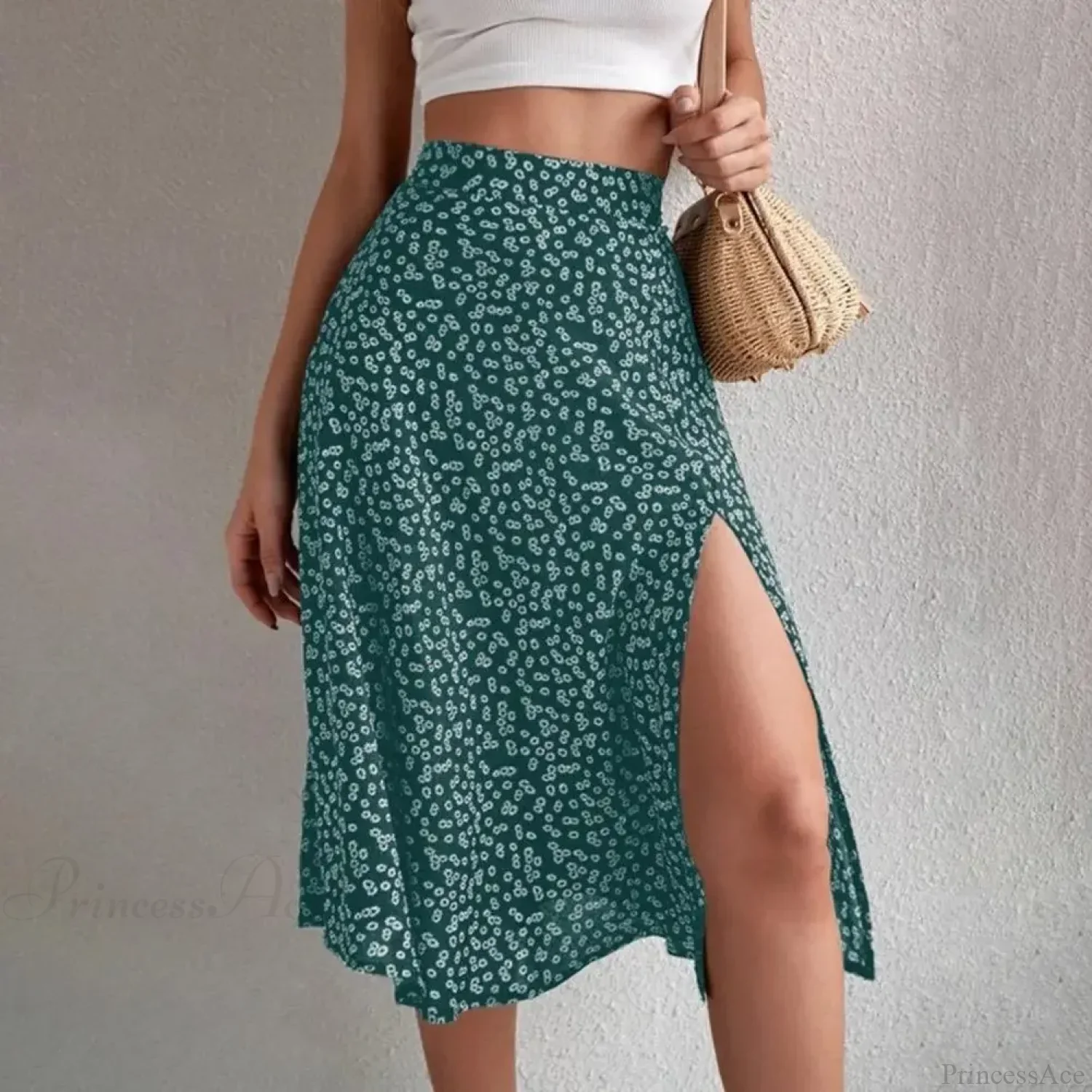 Floral Print Slit A-Line High Waist Loose Skirt - Image 2