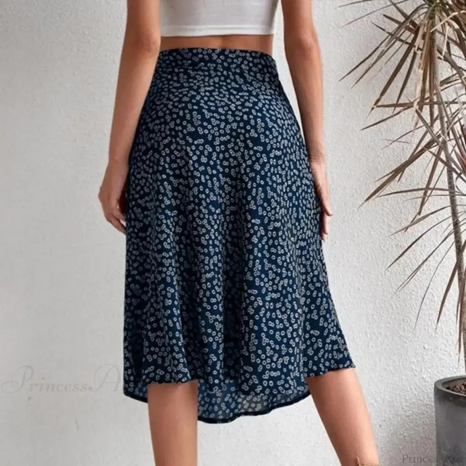 Floral Print Slit A-Line High Waist Loose Skirt - Image 5
