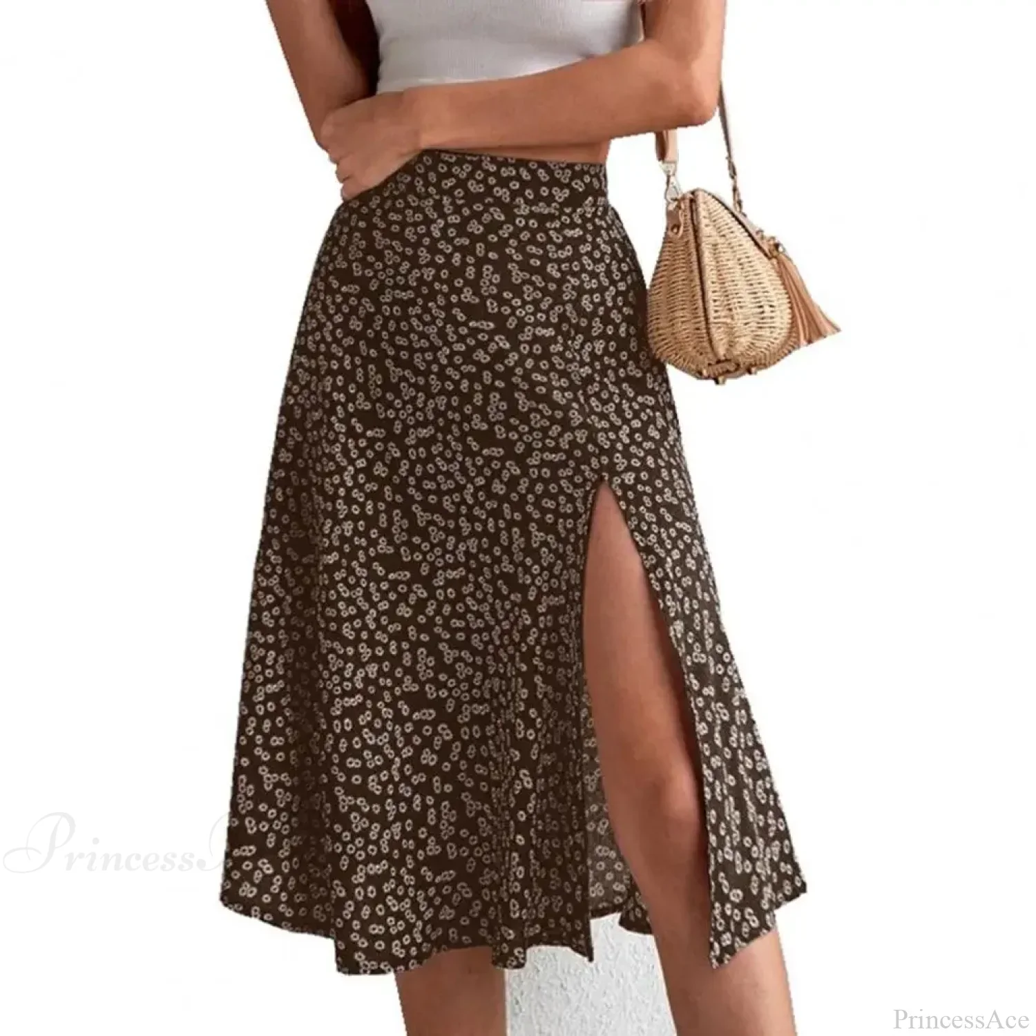 Floral Print Slit A-Line High Waist Loose Skirt - Image 6