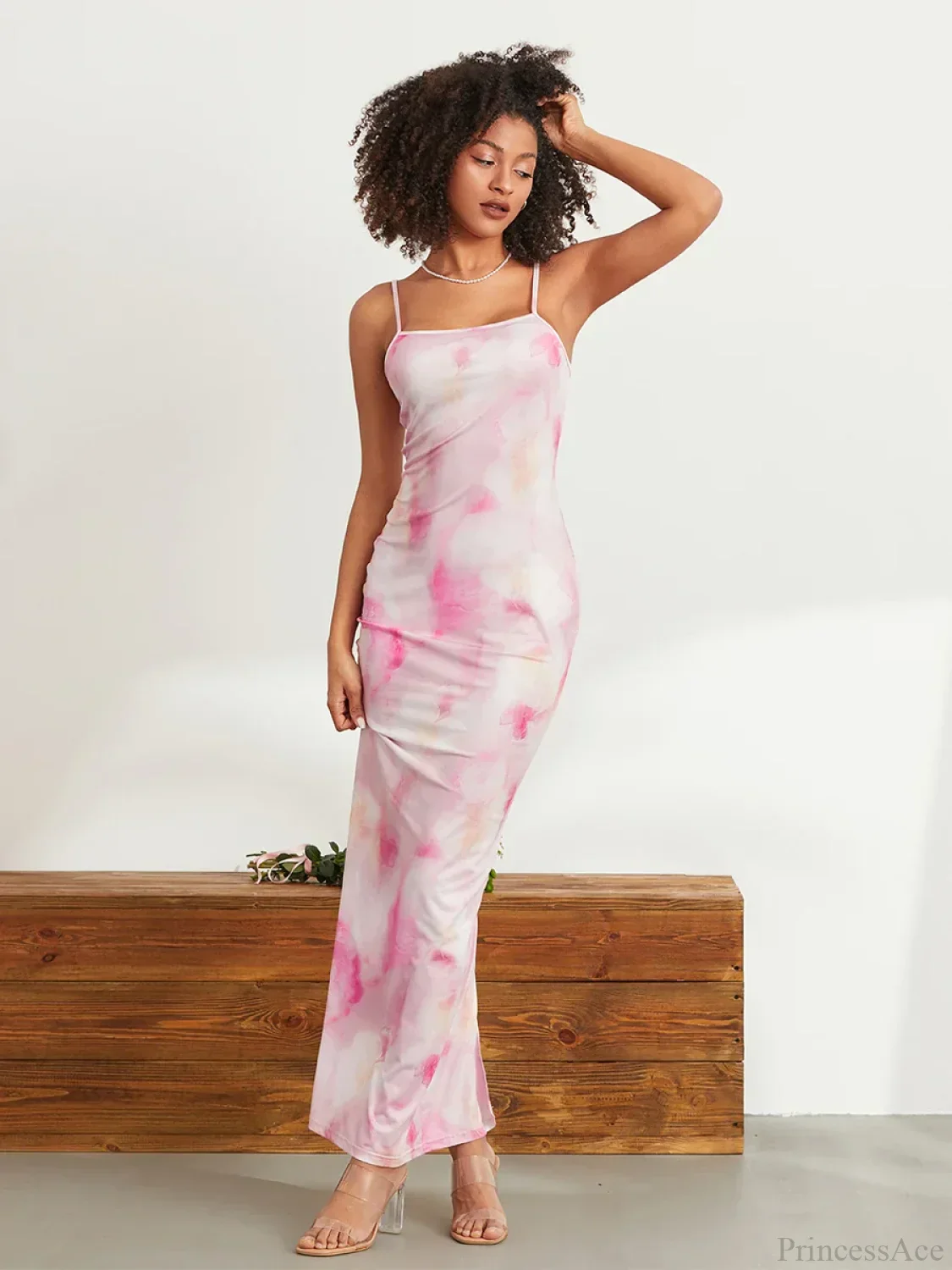 Floral Print Spaghetti Strap Bodycon Wrap Slip Sundress Floral Dress - Image 2