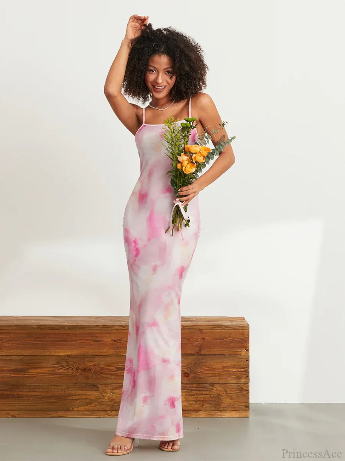 Floral Print Spaghetti Strap Bodycon Wrap Slip Sundress Floral Dress - Image 3