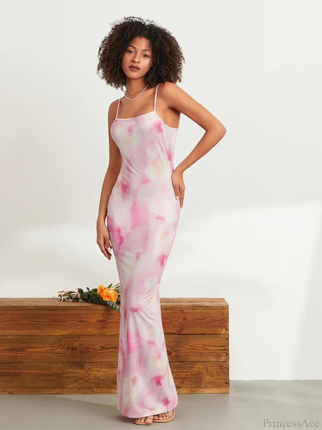 Floral Print Spaghetti Strap Bodycon Wrap Slip Sundress Floral Dress - Image 4