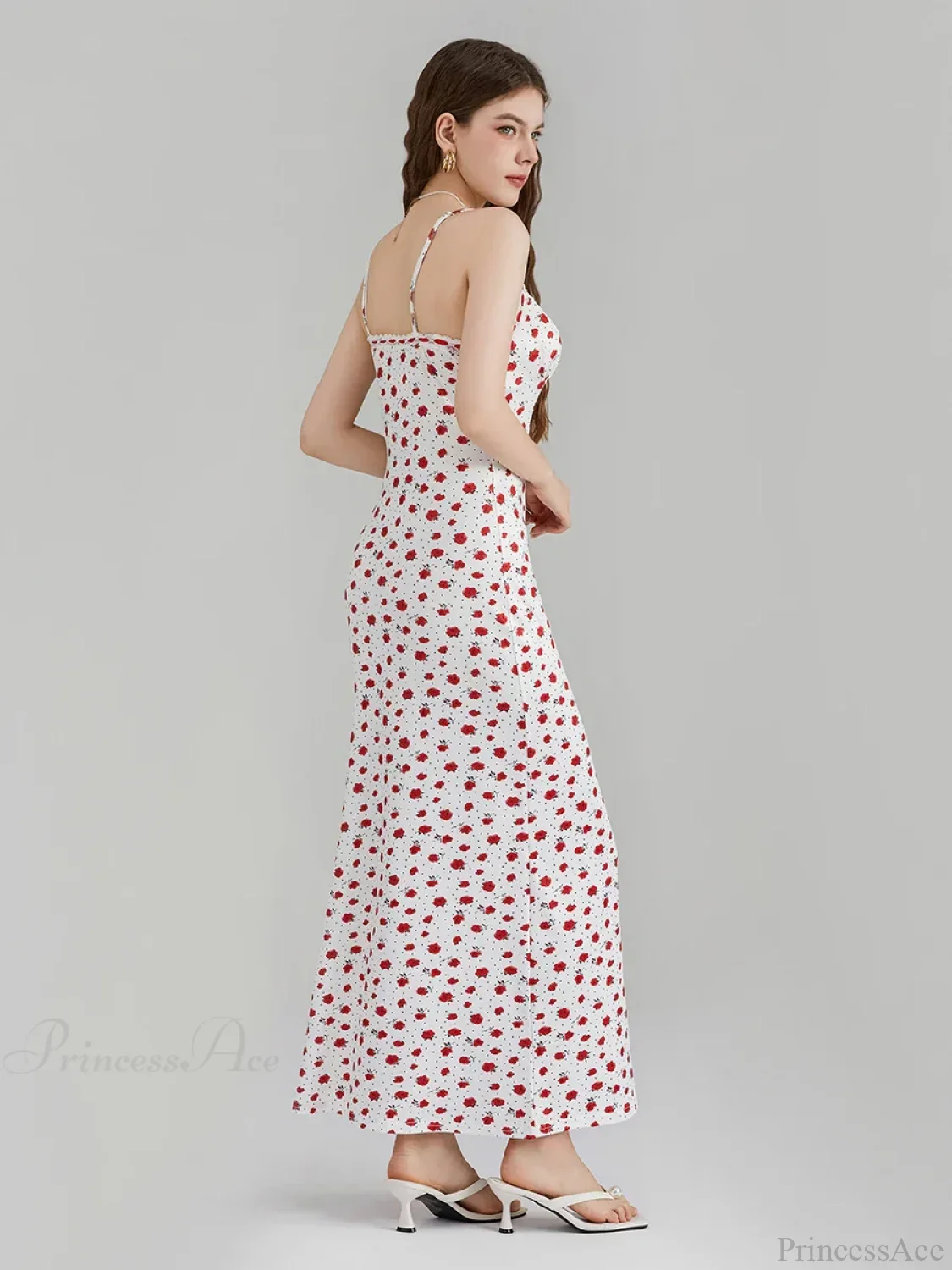 Floral Print Spaghetti Strap Ribbon Tie-Up Slip Vacation Floral Dress - Image 5