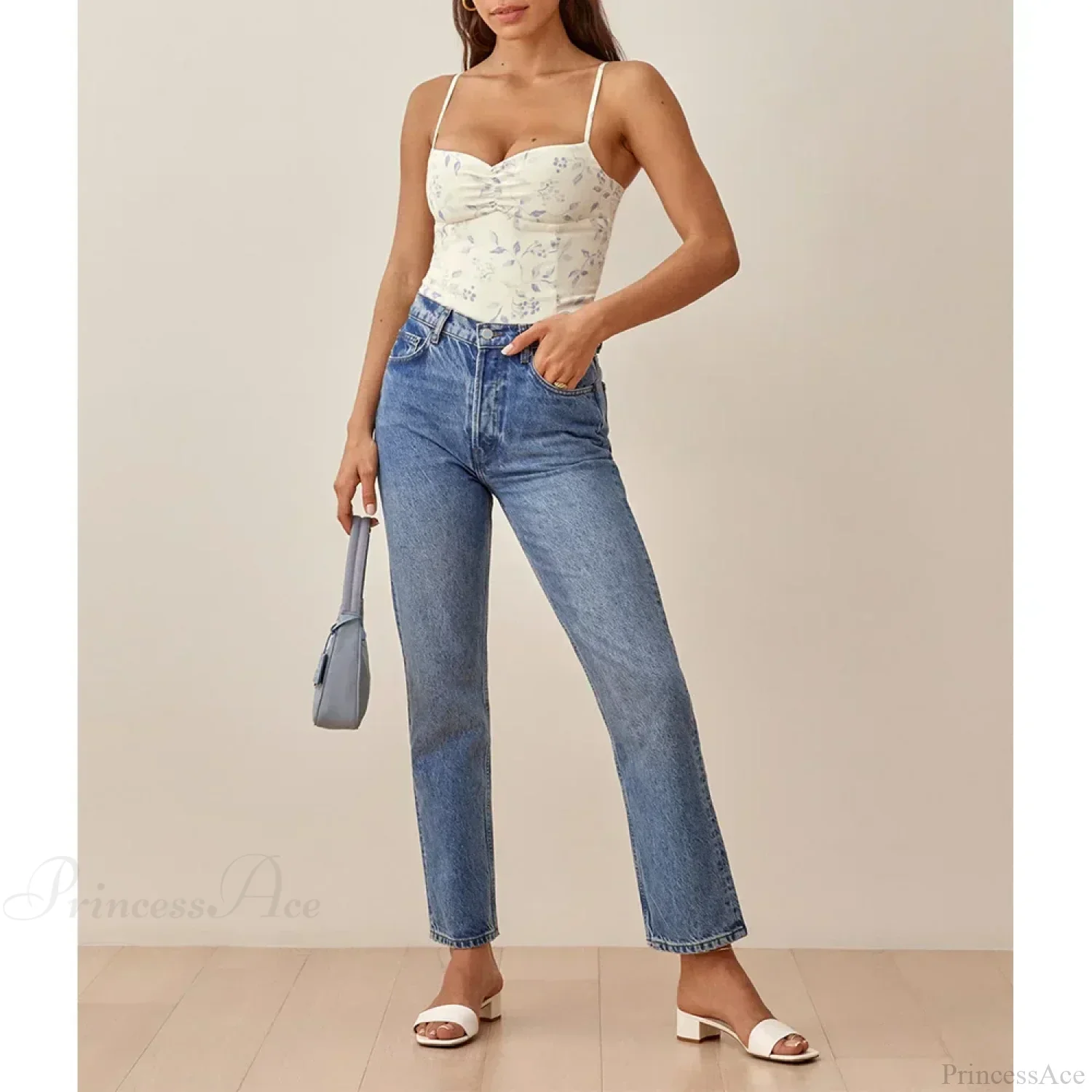 Floral Print Sweetheart Neck Smocked Spaghetti Strap Cami - Image 3