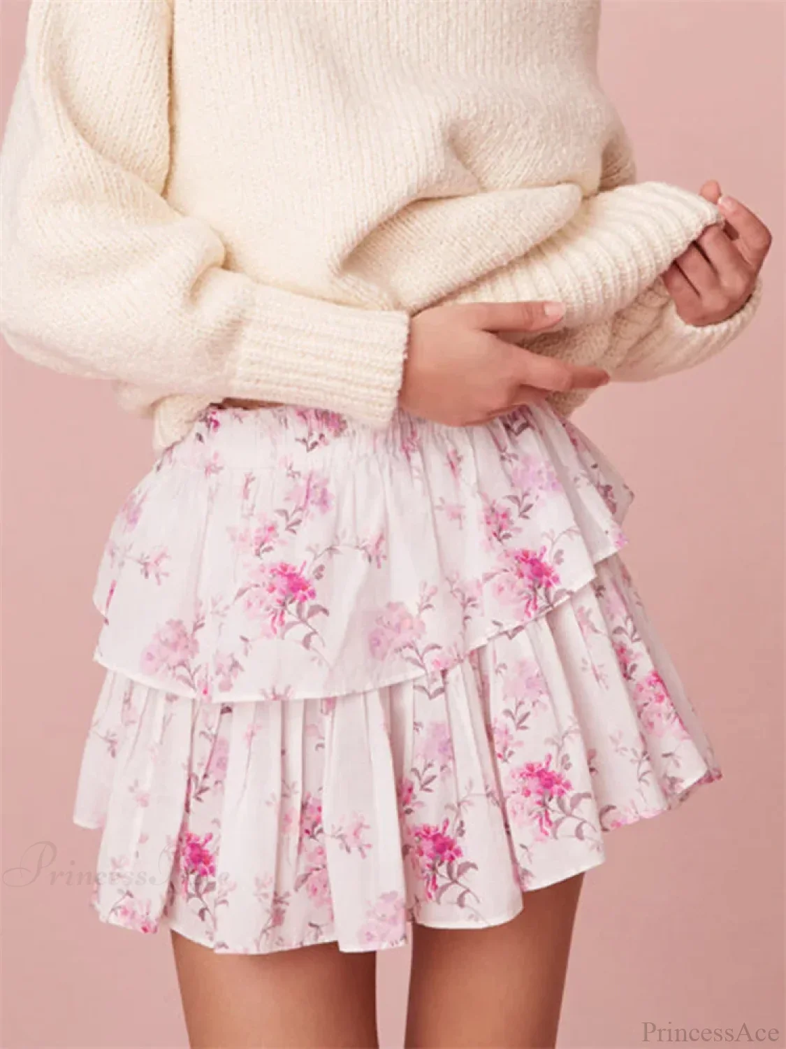 Floral Print Tiered Ruffle Skirt - Image 2