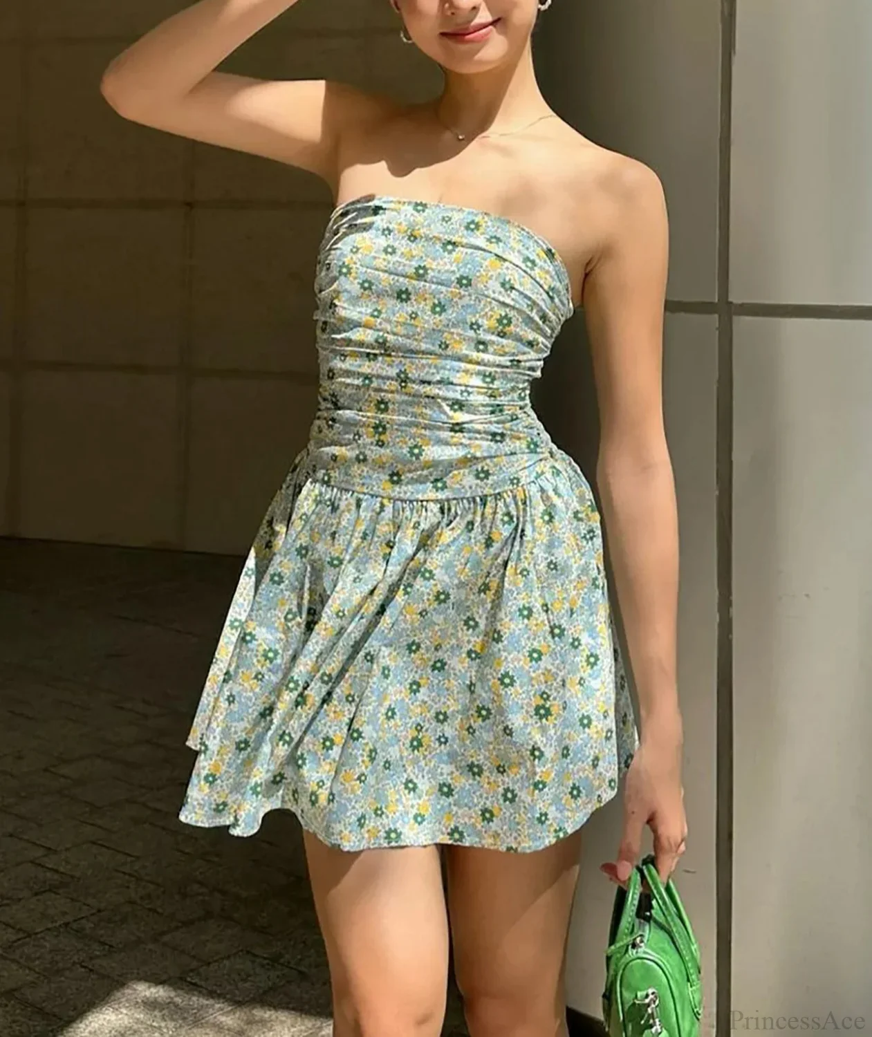 Floral Ruched Tube Mini Dress - Image 2