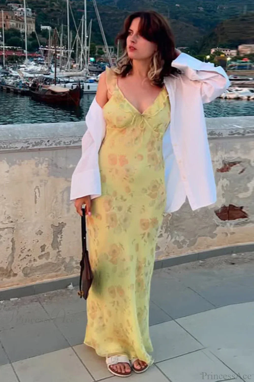 Floral Ruffle Strap Ruffled Sleeve Maxi Dress - Image 2