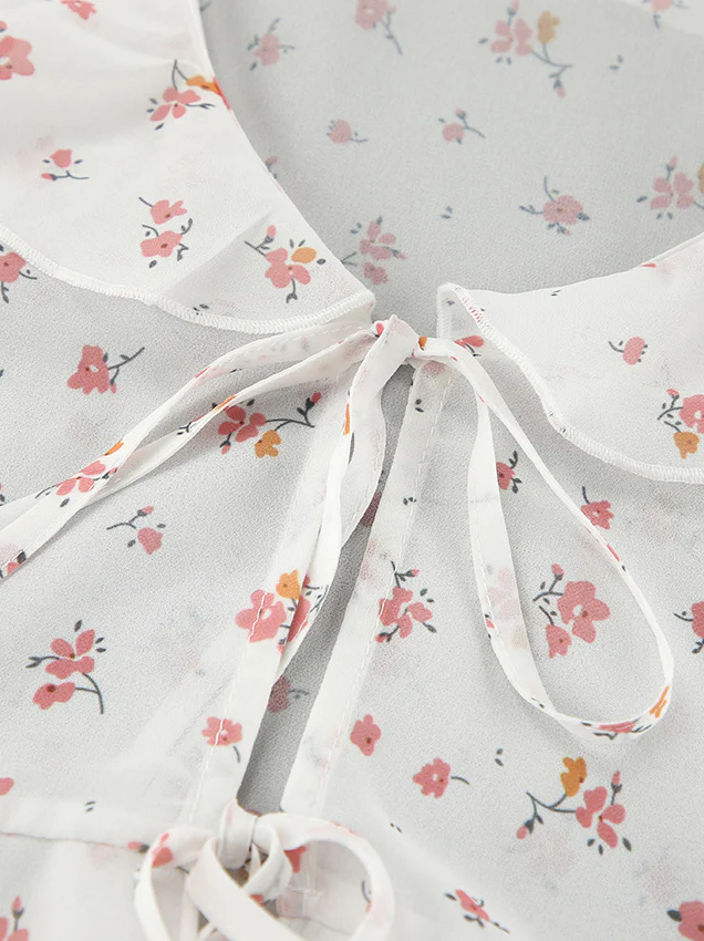 Floral Ruffled V-Neck Slim Fit Blouse - Image 9