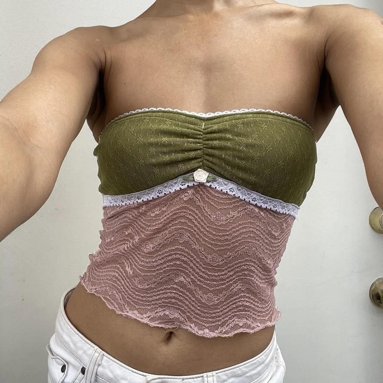 Floral See-Through Tube Crop Top - Image 10