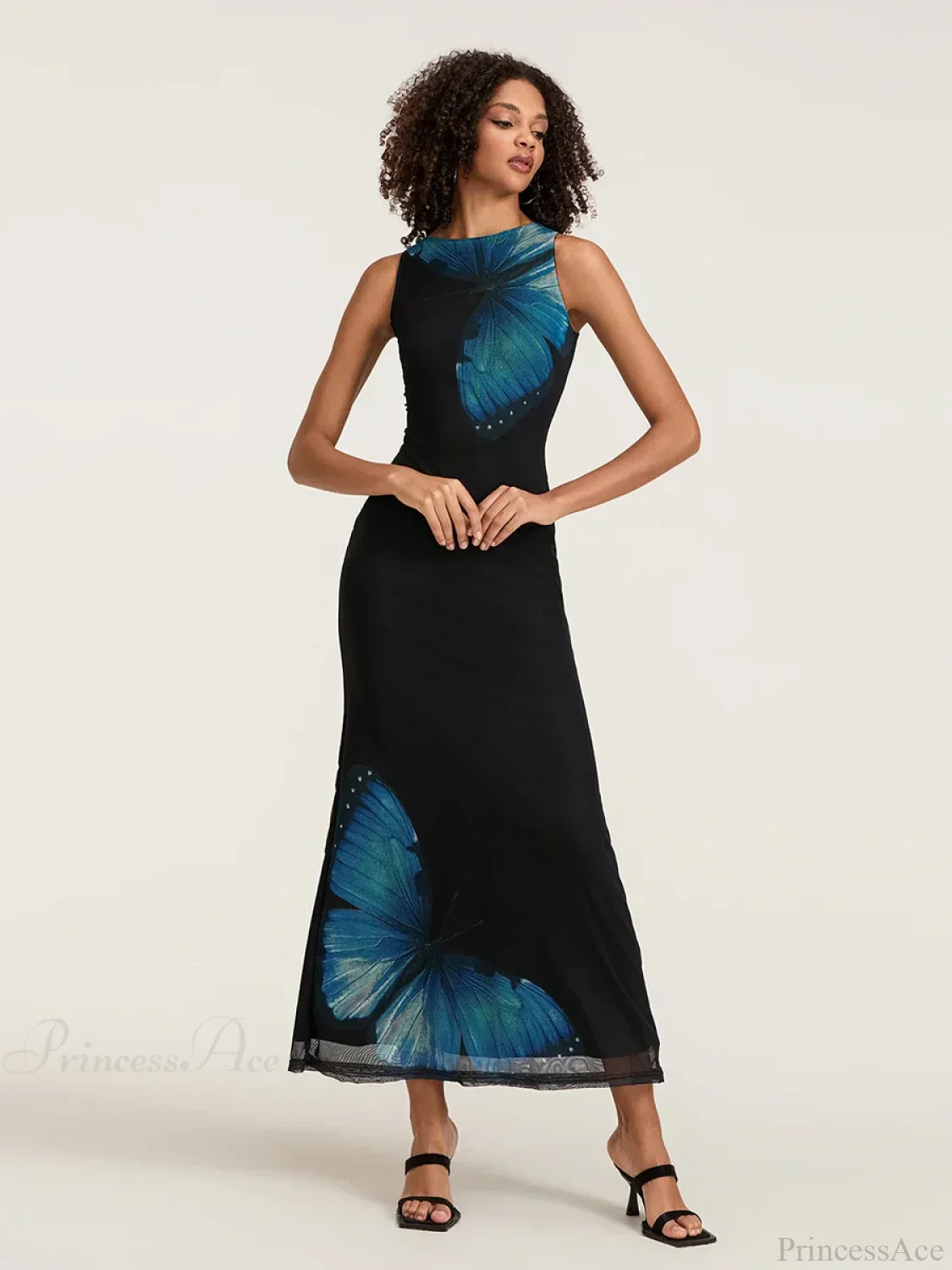 Floral Sleeveless Bodycon Back Hollowed Lacing Tank Party Floral Dress - Image 2