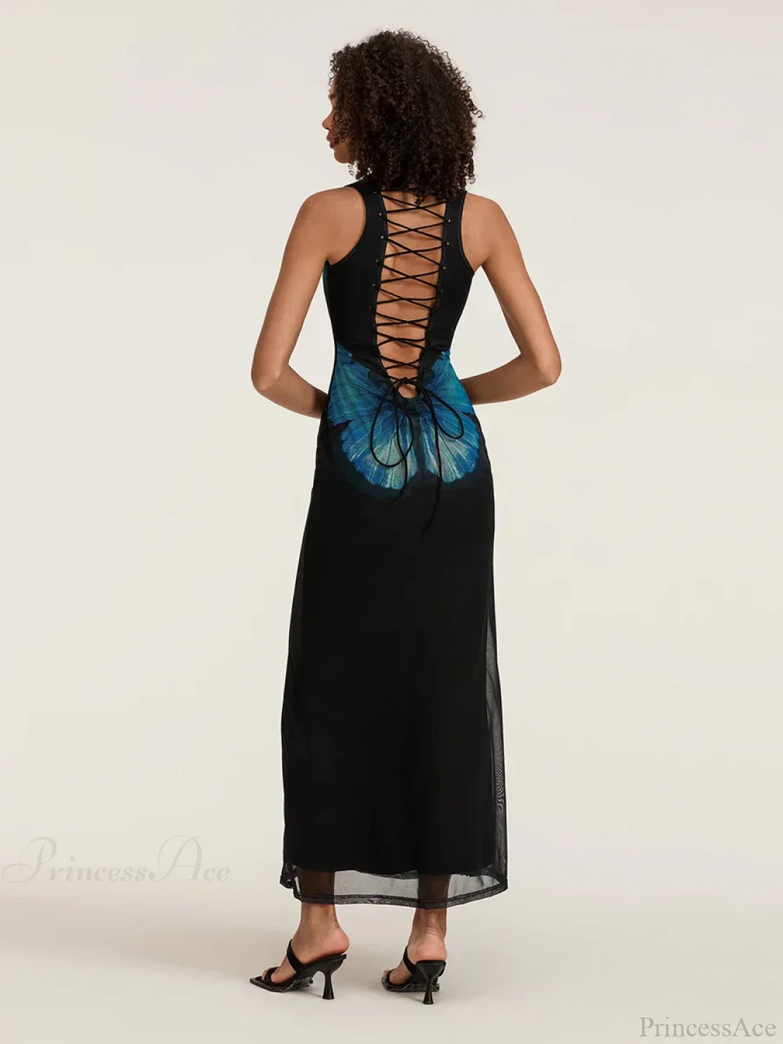 Floral Sleeveless Bodycon Back Hollowed Lacing Tank Party Floral Dress - Image 3