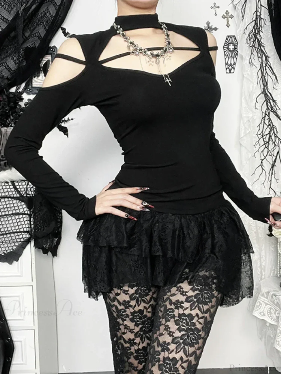 Floral Square Collar Knit Top - Image 5
