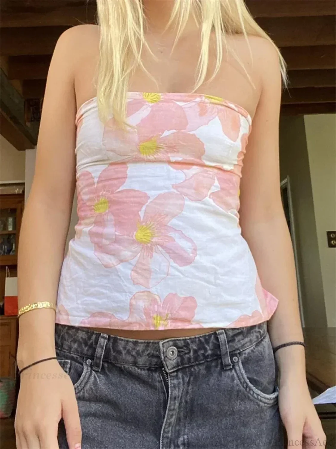Floral Strapless Backless Party Club Crop Top - Image 5