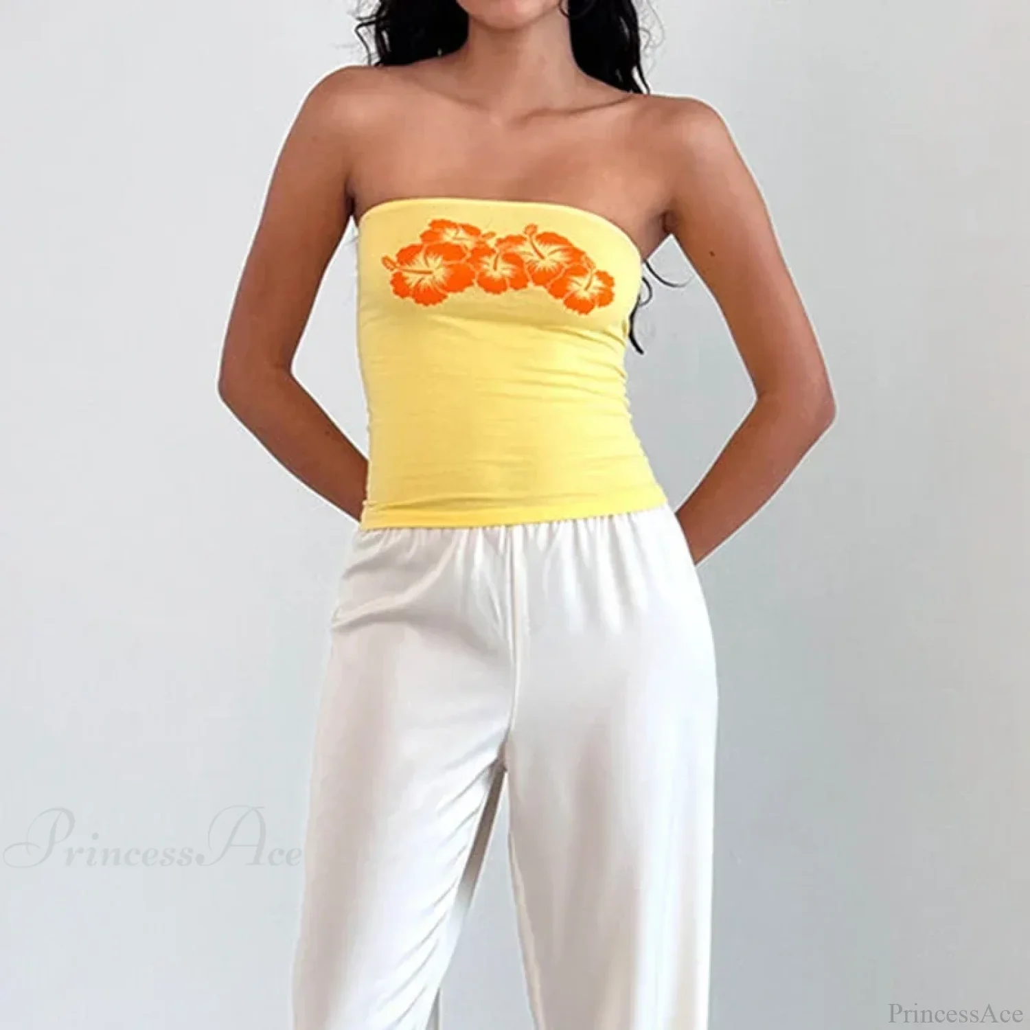 Floral Strapless Bandeau Backless Sleeveless Fairy Coquette Off Shoulder Crop Top - Image 5