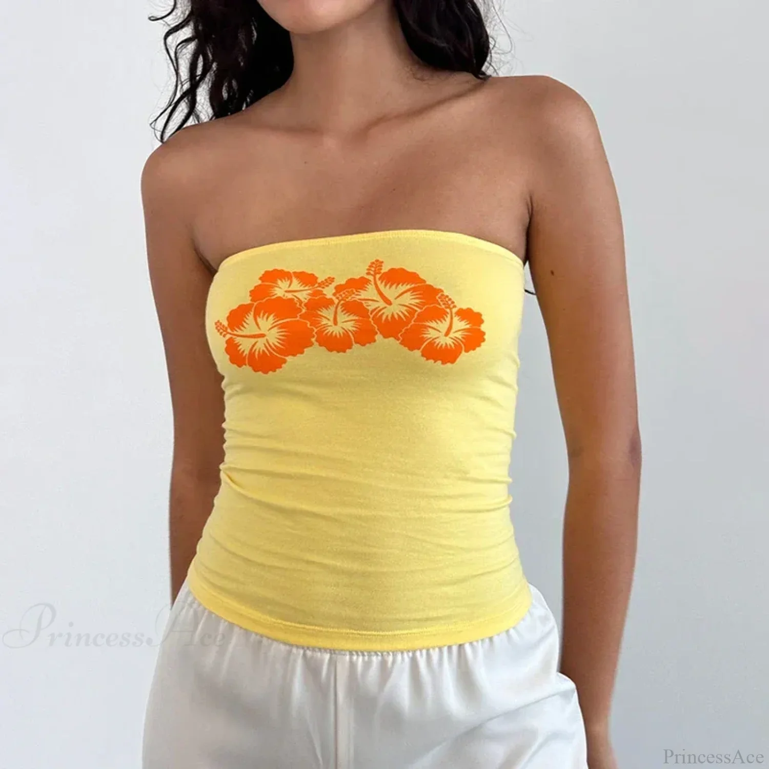 Floral Strapless Bandeau Backless Sleeveless Fairy Coquette Off Shoulder Crop Top - Image 8