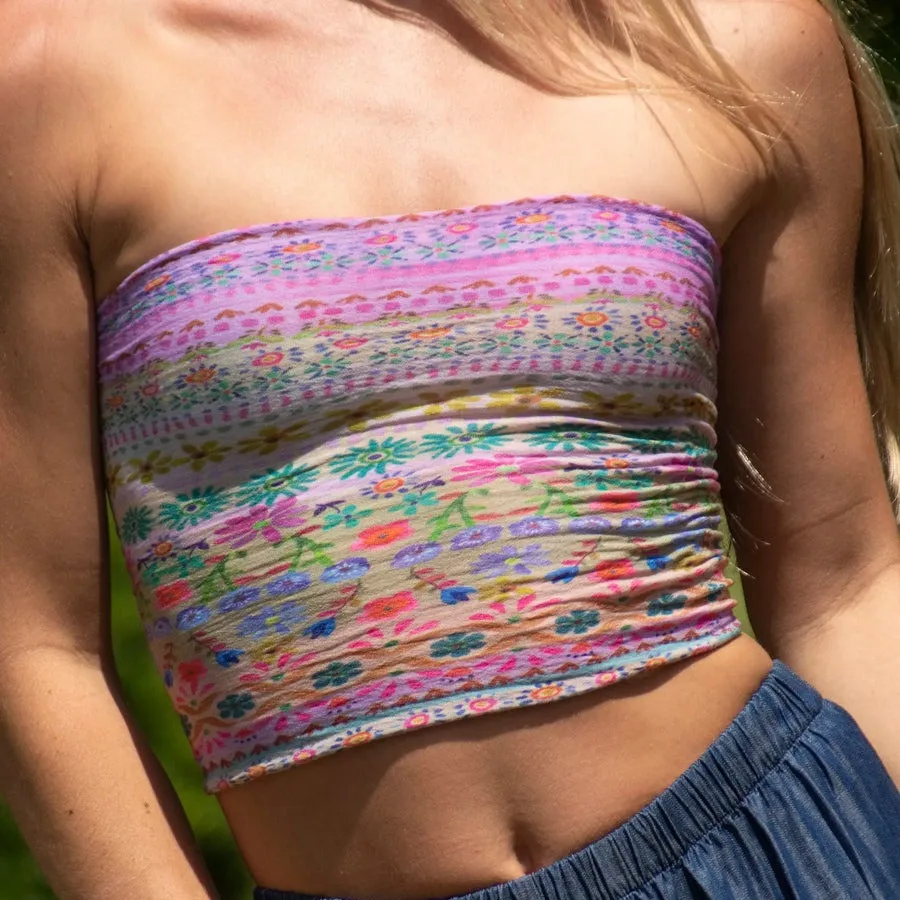 Floral Strapless Bandeau Crop Top - Image 5