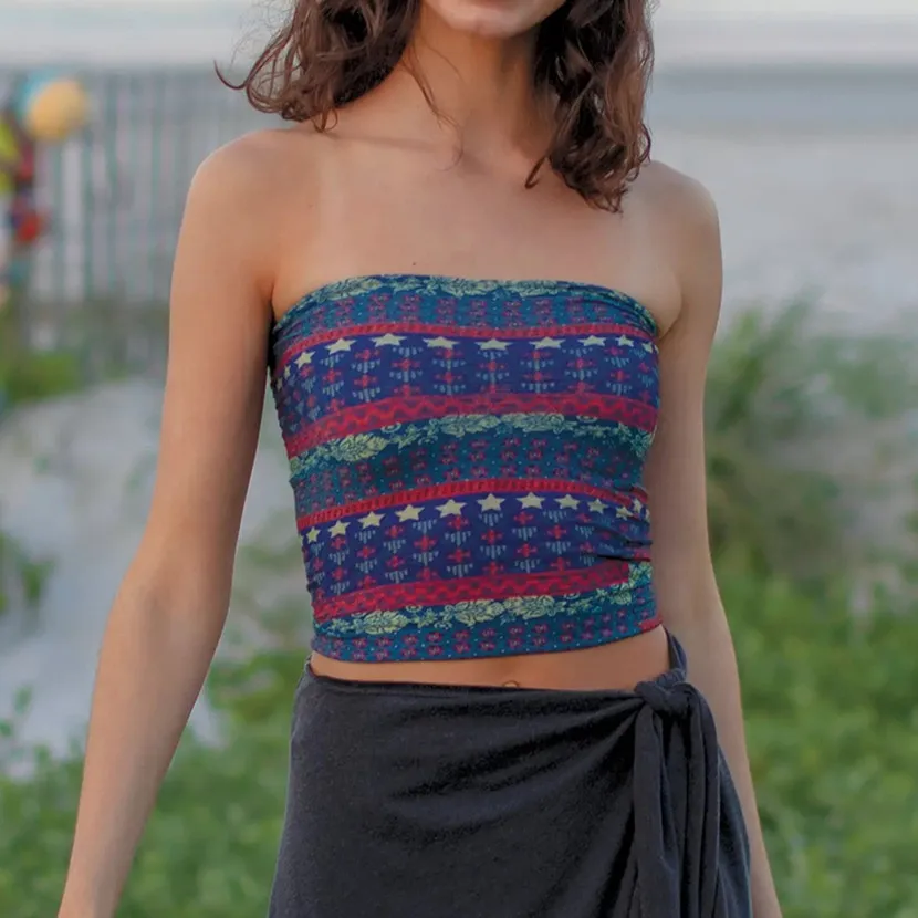 Floral Strapless Bandeau Crop Top - Image 7